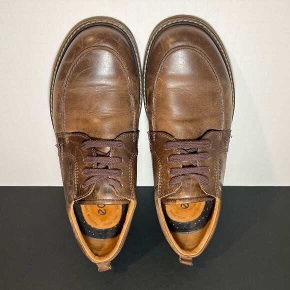 Mens ECCO Brown Leather Lace Up Oxford Shoes / Size 10-10.5 / EU 44 - Picture 5 of 9